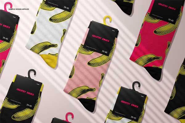 Realistic Socks Mockups – Fully Editable & High-Quality Templates for Apparel Branding | High-Resolution PSD & Vector Formats
